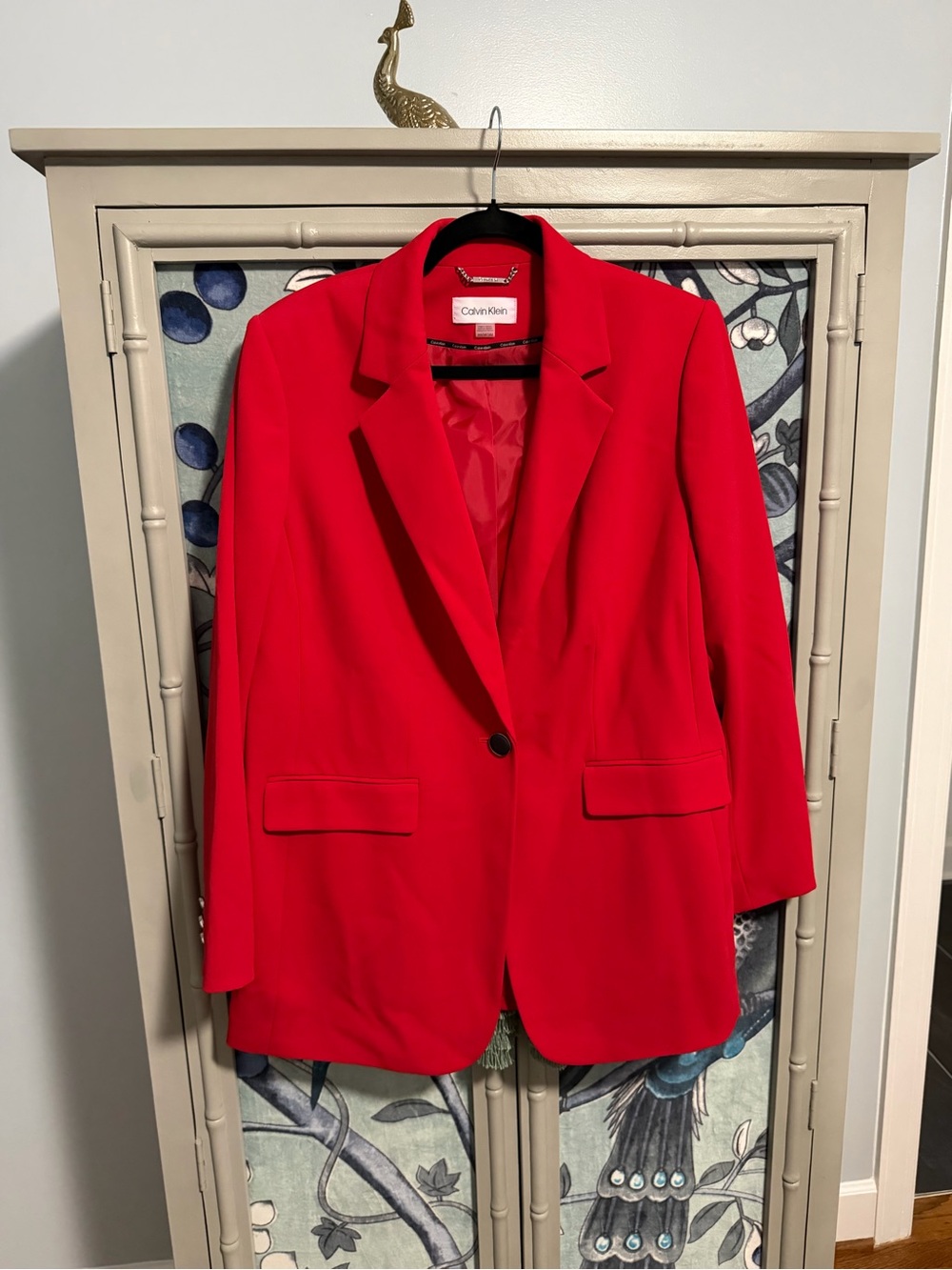 Calvin Klein Bright Red Single-Button Blazer